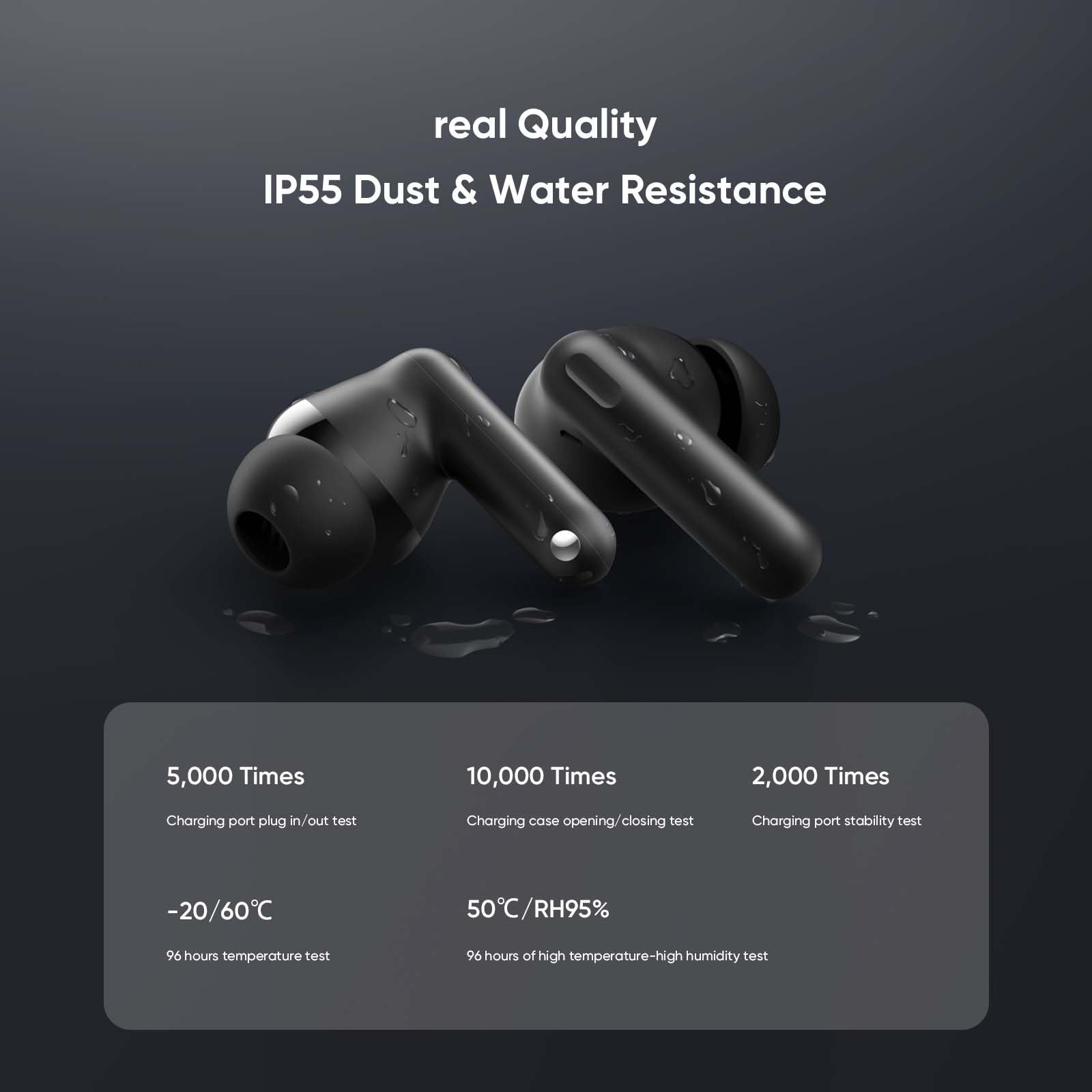 realme Buds T310 Cuffie Bluetooth 46dB Controllo del Rumore Ibrida, Auricolari Bluetooth con 12,4mm Driver Dinamico per Bassi e 3D Audio Spaziale, 40 Ore Autonomia, 45ms Latenza, IP55, Bianco