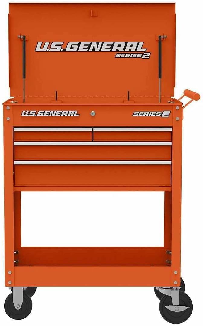 HFT Roller Cart Tool Cabinet Storage Chest Box Glossy 4 Drawer 580 Lb. Capacity - Orange