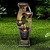 Wature moderne buitenfontein – 100 cm – met led-verlichting en rustgevende watergeluiden – eigentijds design – voor tuin…