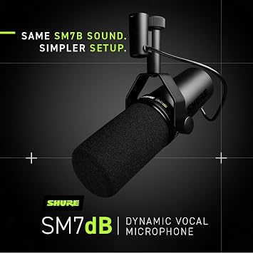 Shure SM7dB Dynamic Vocal Mic with Preamp for Streaming - Black