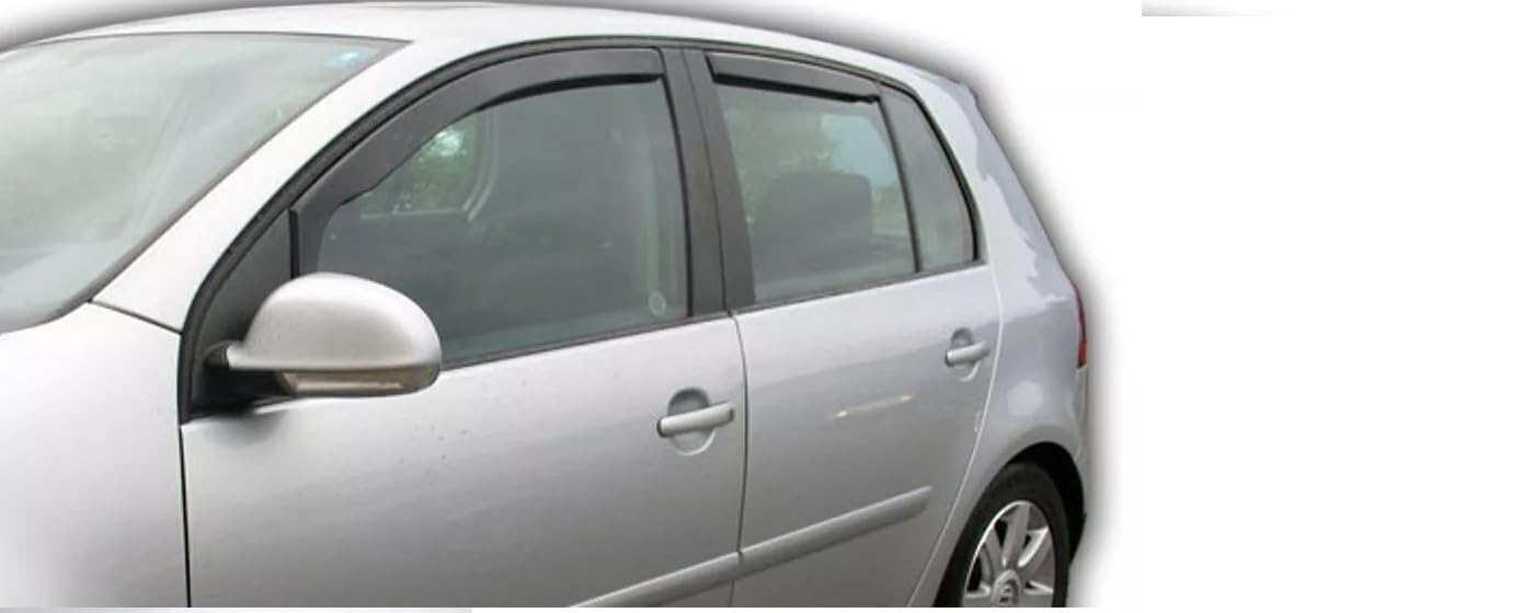 Kit 4 Deflettori Aria Nero Fumé Trasparento Antivento per Finestrini Laterali Anteriori e Posteriori Compatibile con VW Golf 5 V 2003-2008