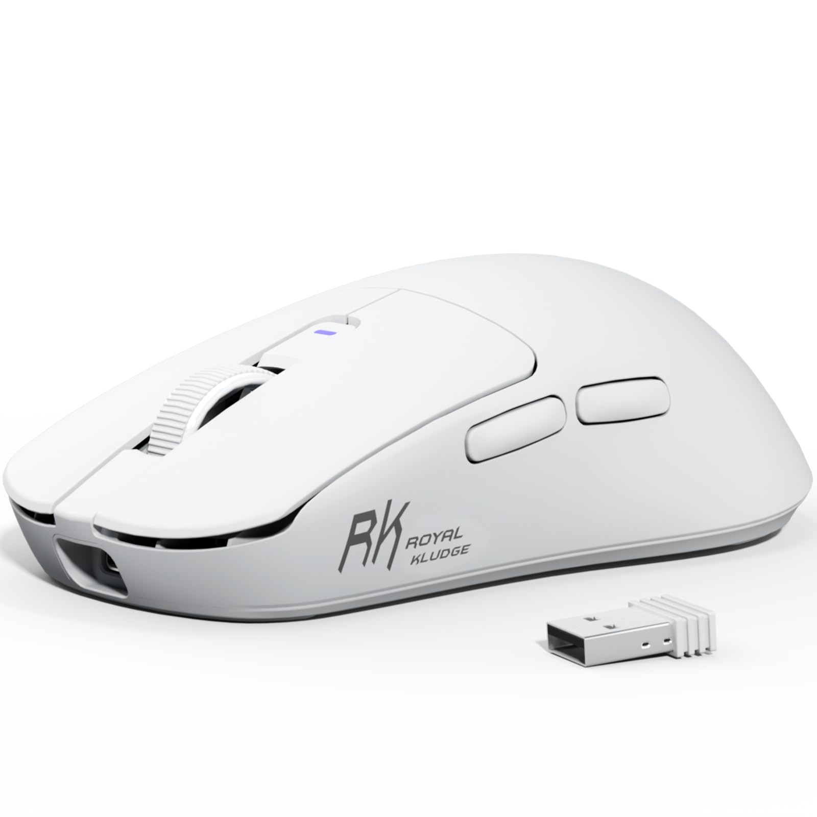 RK ROYAL KLUDGE MO3 Gaming Maus Kabellose PAW3809 6K DPI 48g leichte Computer Maus Bluetooth/2.4G/Kabel wiederaufladbare Wireless Mouse mit 5 programmierbaren Tasten, leisen Klicks für Laptop/PC, Weiß
