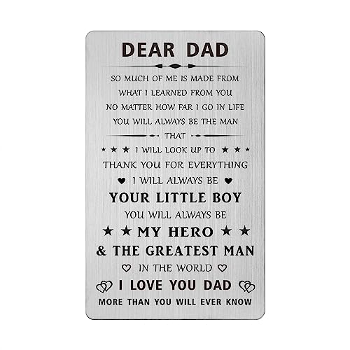 Dad Gifts from Son for Men - I Love You Dad - Dad Birthday Engraved Wallet Card Gifts