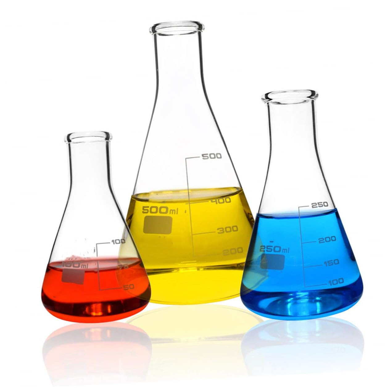 3pcs Conical Glass Flask for Students Thick Borosilicate Erlenmeyer Flasks for Laboratory and Classroom Experiments