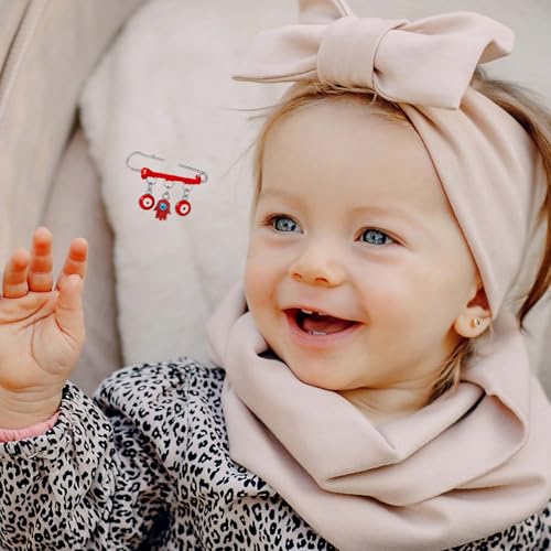 Red Hamsa Protection Charm Pin - Evil Eye Jewelry for Women, Babies, Infants & Toddlers - Evil Eye & Hamsa Symbolism Pin - Red String Amulet for Good Luck & Energy - Fits Stroller and Blanket - 1.5 cm3