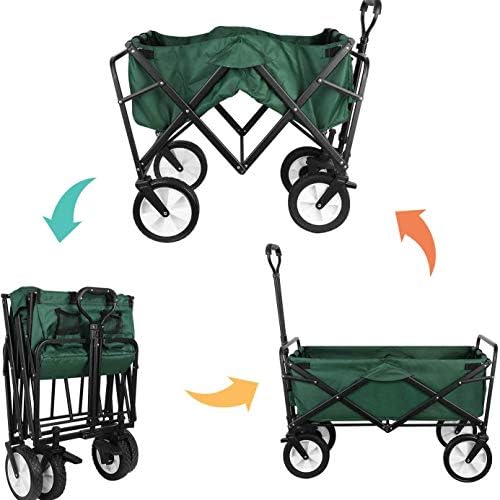 Foldioutdoor Utility Wagon, Heavy Duty Garden Cart with Wheel Brakes and 2 Cup Holders, for Shopping,Picnic,Beach