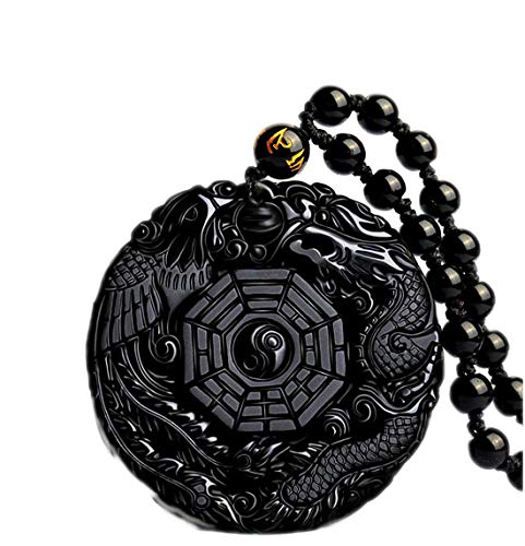 100%純彫り 天然黒曜石 遠吠えする狼の頭のお守り ネックレスペンダントのサムネイル