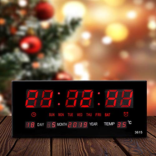 AUNMAS Digitale Tischuhr LED Elektronische Wanduhr für Zuhause Schlafzimmer Büro (EU-Stecker 110-240V)