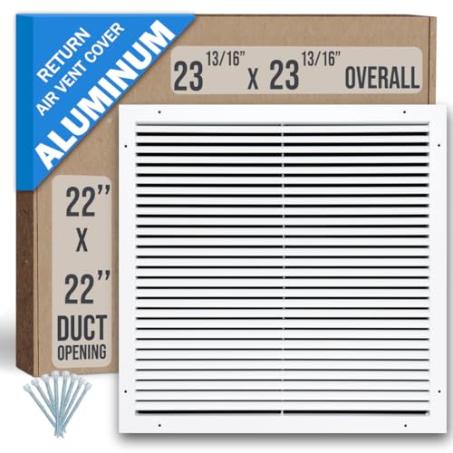 Fits 22x22 Duct Opening | Aluminum Return Air Grille by Handua | Vent Cover Grill for Sidewall and Ceiling | Rust Free | Durable Powder Coating | HVAC Cold Air Intake Grille | White