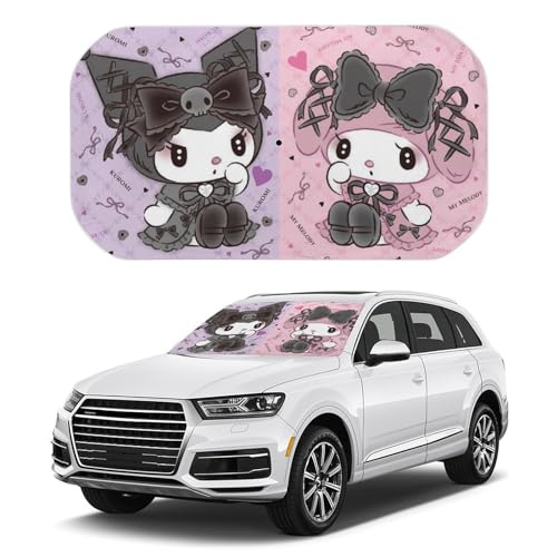 クロミ ちゃん (4) 車用 サンシェード 傘型 折り畳み式 フロントガラス用 車用パラソル 日よけ 遮光 強力断熱 日焼け対策 車内用品 UVカット 車中泊 プライバシー保護 取付け簡単 収納便利 収納ポーチ付き プレゼント 133x73cm