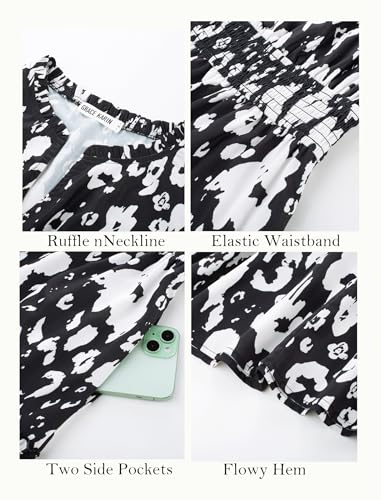 Image of GRACE KARIN Women's Floral Maxi Dress 2026 Fall Long Sleeve V Neck Empire Waist A Line Flowy Dress with Pocket