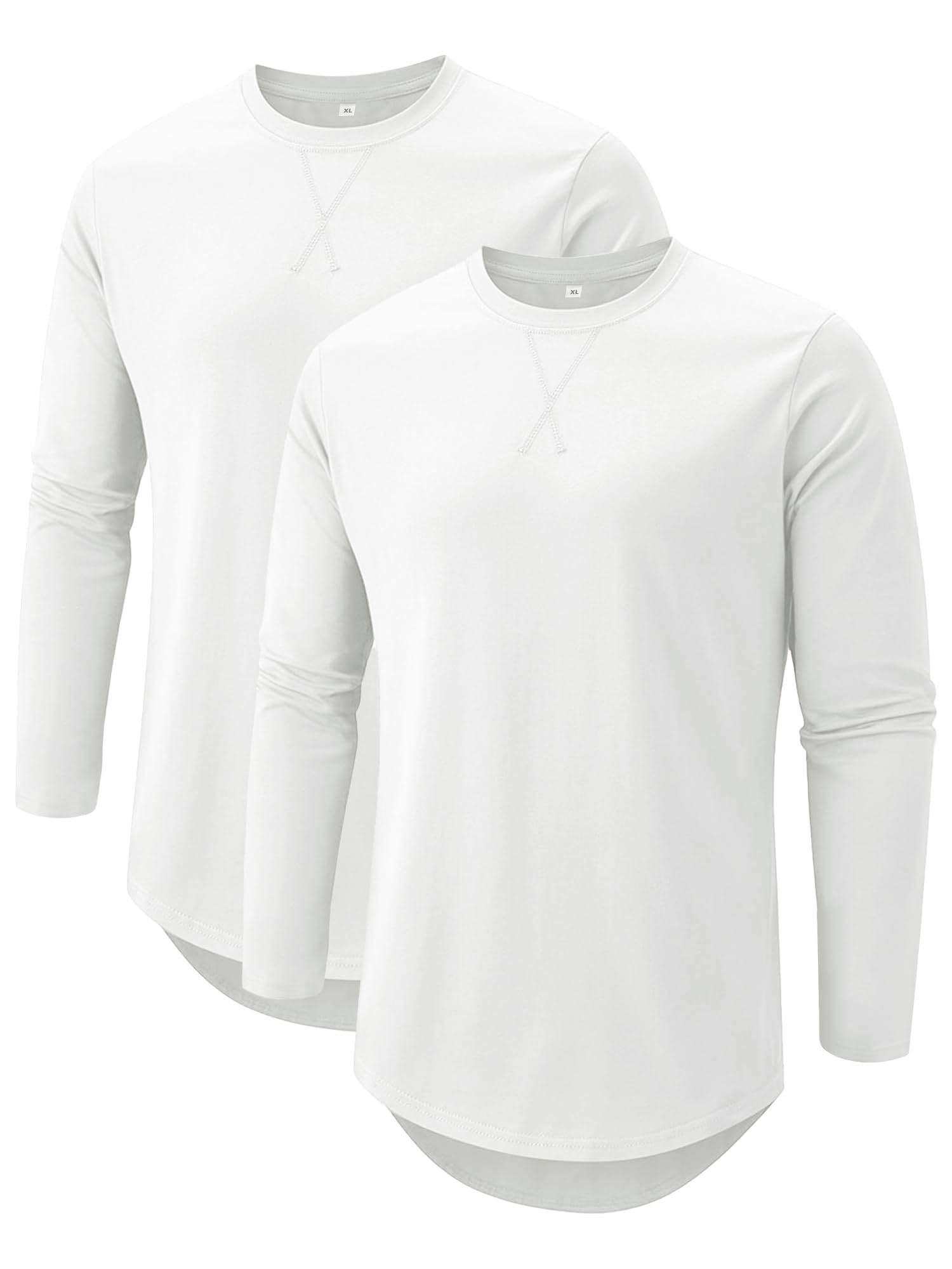 Comdecevis Mens 2 Pack Cotton Crewneck T-Shirts Hipster Hip Hop Longline Tees Shirts