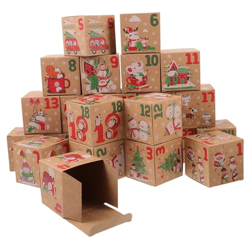 NOLITOY Cajas De 24 Uds. cajas embalaje cajas de embalaje calendarios advientos cajas de dulces de navidad caja de embalaje de papel cajas de favor de fiesta cajas de galletas navideñas
