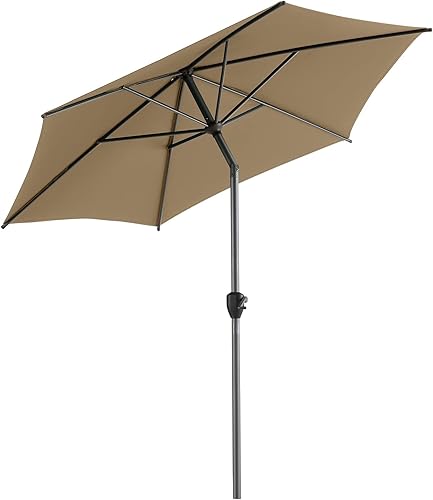 Gardesol Sombrilla de patio de 7.5 pies, sombrilla de mercado al aire libre con botón de inclinación/manivela, 6 varillas resistentes, resistente a
