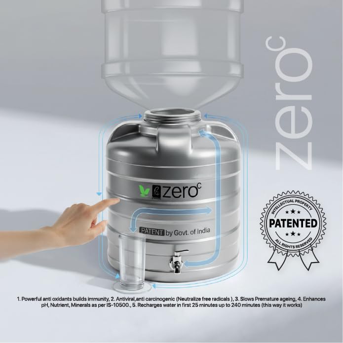 Image of Zero C Alkaline Water Dispenser with Tap | BPA-Free Mineral Water Storage | Natural pH Balance Water Tank | RO Water Storage | Drinking Water Dispenser for Home & Office | 17 L