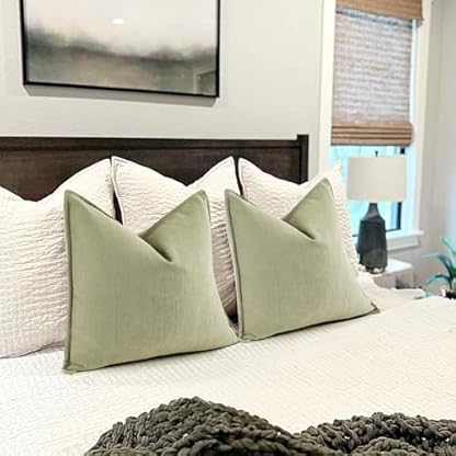 ZWJD Salbei Grün Kissenbezug 40x40 2er Set Chenille Kissenbezüge Sofakissen Kissenhüllen mit elegantem Design, weiche und luxuriöse dekorative Dekokissen für Couch, Bett und Heimdekoration – Bild 6