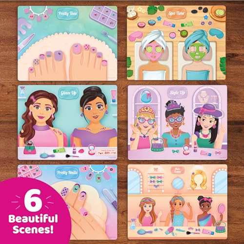 Image of Imagimake Reusable Sticker Fun Hair & Makeup Kit | 150+ Waterproof Stickers | Pretend Play Glam Salon & Beauty Styling Boards | Mess-Free Travel Activity | Birthday Gift for Girls Ages 3-6 | Style Your Way with 150+ Stickers | Pretend Play Kids Games Ages 3-5 | Plane Activities for Kids | 3,4,5,6,7,8,9 Year Old