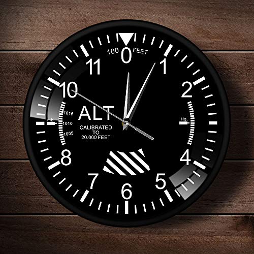 Timethink Classic Altimeter Black Aluminum Frame Wall Clock, Modern Altimeter Instrument Style Wall Clock, Pilot Air Plane Altitude Measurement Watch For Home Office School Kitchen Restaurant Decor #TOP3