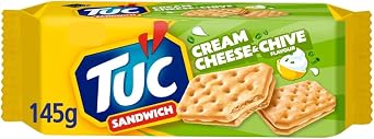 TUC Sandwich Cream Cheese & Chive Flavour Savoury Crackers, Vegetarian-Suitable Snack, 145g