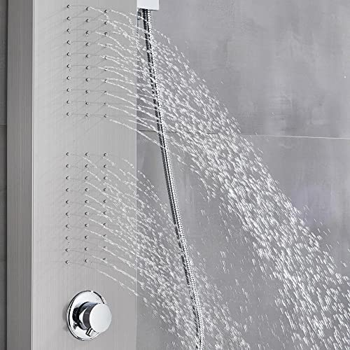 Columna de Ducha con Panel LED de Acero Inoxidable, Sistema de Chorro Lluvia y Masaje miniatura 7