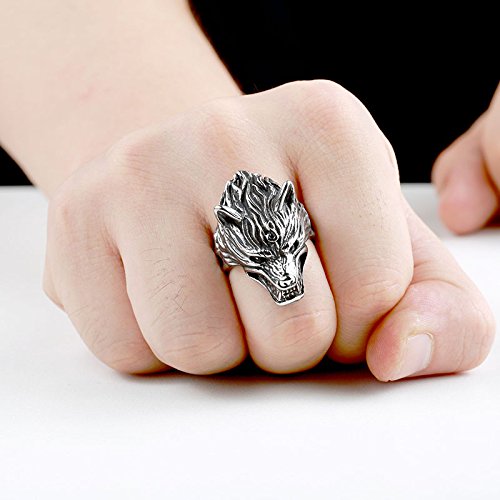 Image of Genuine Stainless Steel Ring for Men Fashion Punk Rock 3D Animal Rings