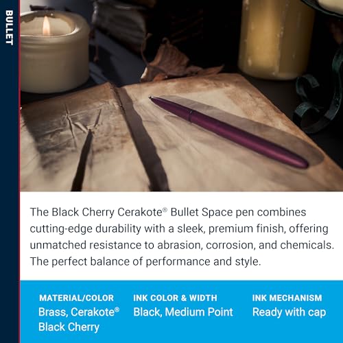 Image of Fisher Space Pen Black Cherry Cerakote Finish Bullet Pen, Pressurized Ballpoint Pen, Compact Size, Writes Upside Down, Extreme Temperatures, Black Ink, Medium Point, Made in the USA