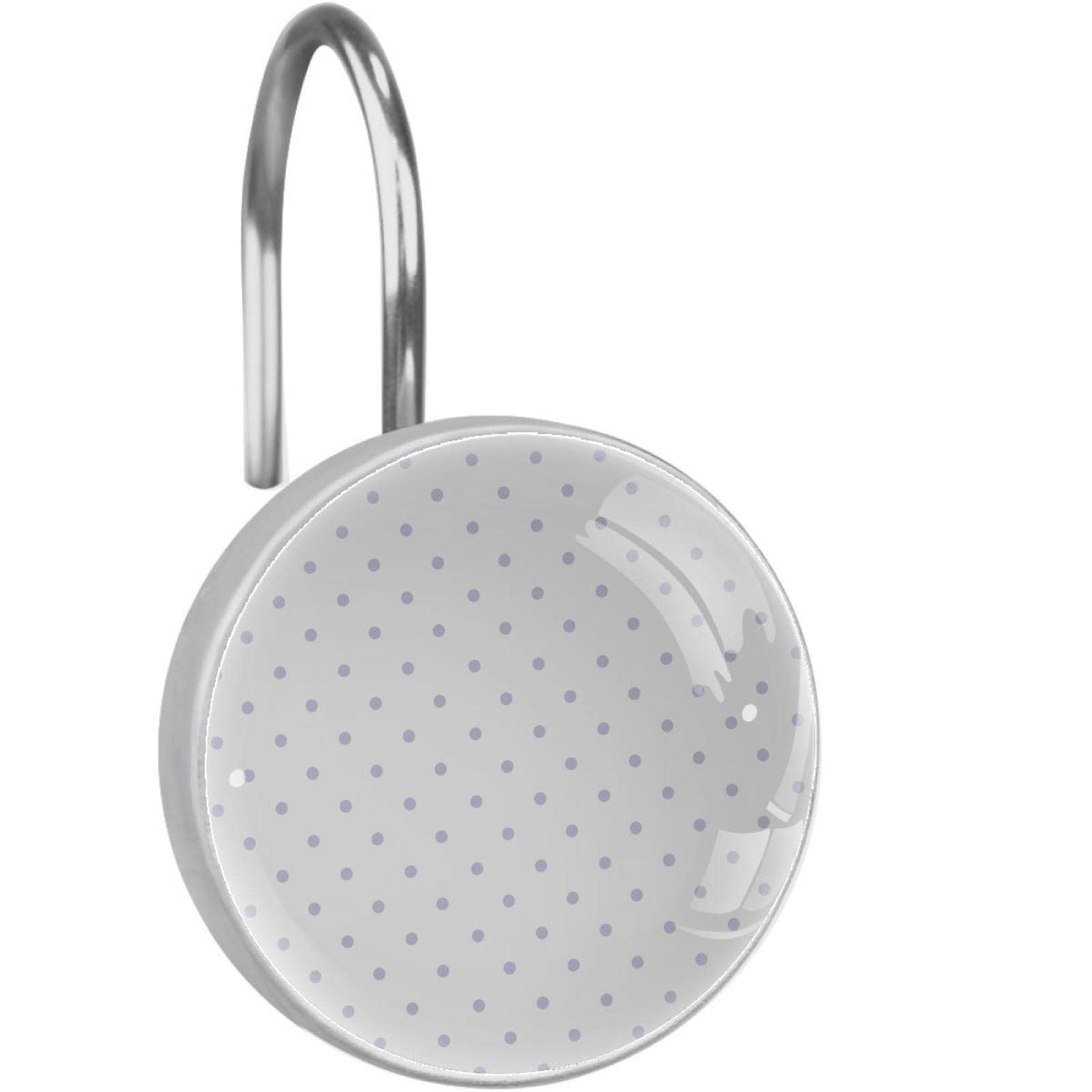 Crochets de douche en acier inoxydable avec motif pois lilas pour rideau de salle de bain