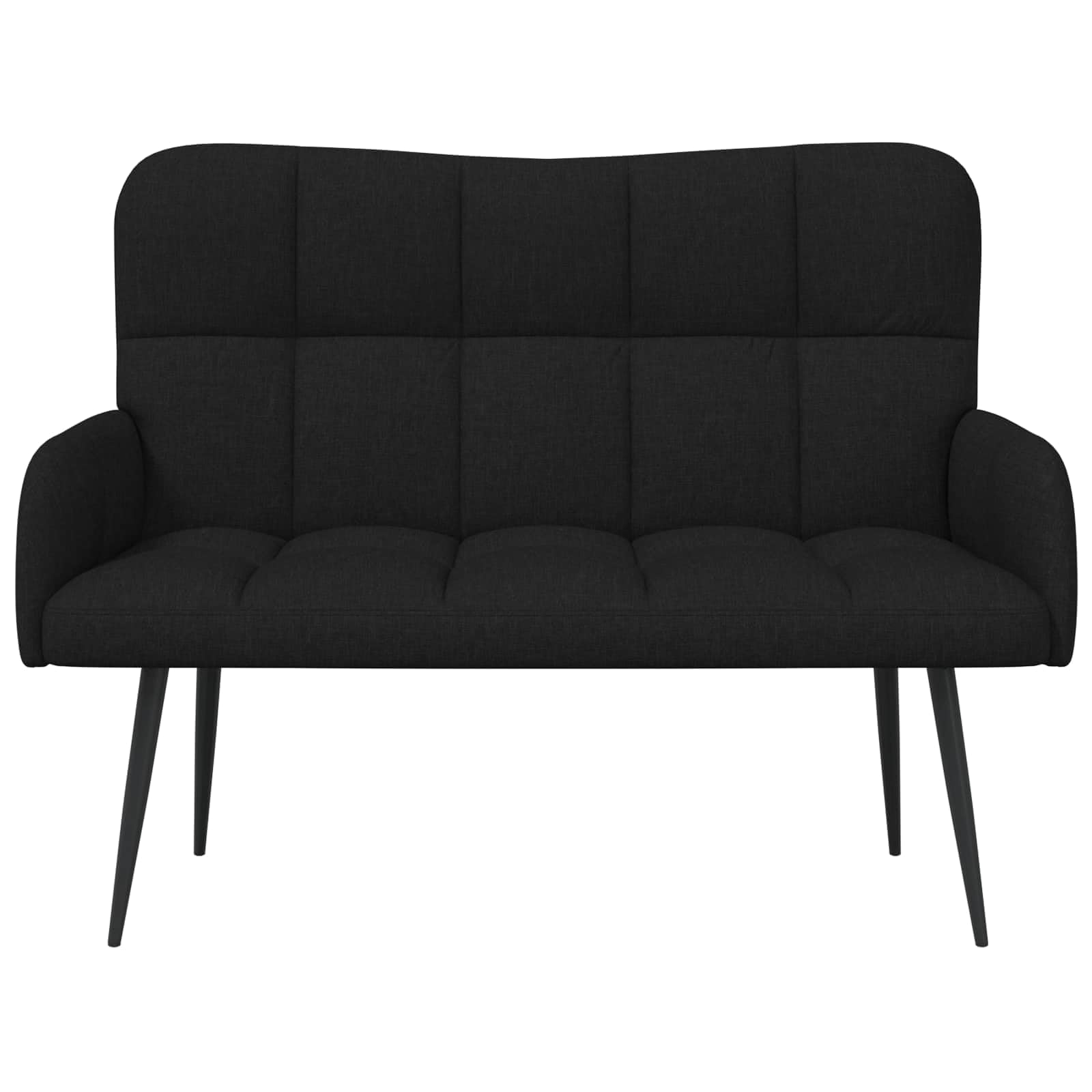 Sofá de dos plazas, color negro, 115 x 61 x 87 cm, tela con espacio de almacenamiento, función relax, diseño moderno, estructura de madera y metal, ideal para salón, habitación de invitados y