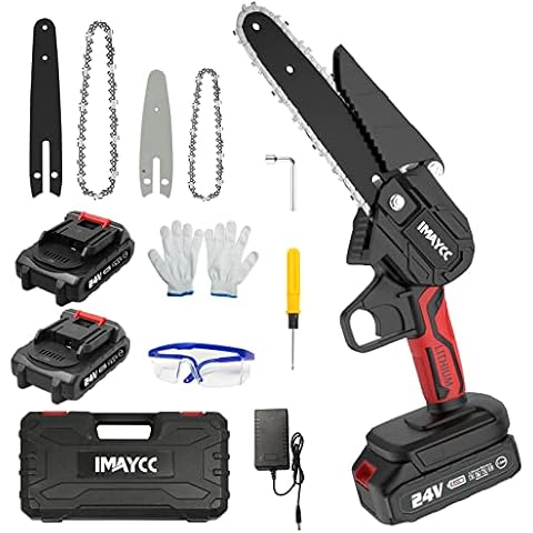 Mini Chainsaw Cordless - IMAYCC 4/6 Inch Battery Chainsaw, Handheld Mini Chainsaw, Branch Wood Cutting Chainsaw, Portable Electric Pruning Chainsaw Cover