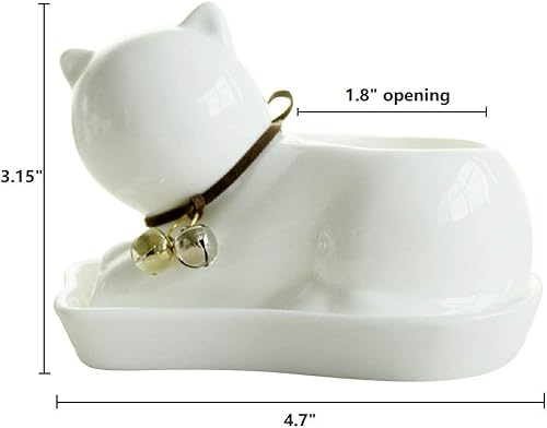 Miniatura 5 de GeLive Macetero decorativo para suculentas para gatos, maceta de animales de dibujos animados, maceta de hierba de cerámica con bandeja y platillo