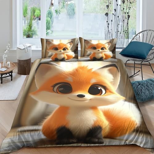 Housse de Couette Renard 3D Super King en Microfibre de Qualité