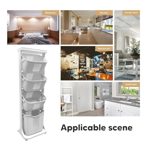Panier à linge avec 4 roues pour optimiser l'espace de la salle de bain - 6