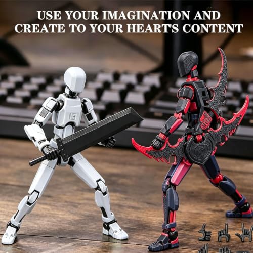 Image of 2Pcs Dummy 13 Action Figure, Desktop Display and Art Reference Model, Dynamic Poses for Collectors and Artists, Available in Black White and Red Black Color Options