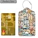 Luggage Tags,Vintage World Landmarks Travel Collage Design, Double-Sided Privacy Cover ID Labels with Stainless Steel Loop and Address Card for Travel Bag Suitcase