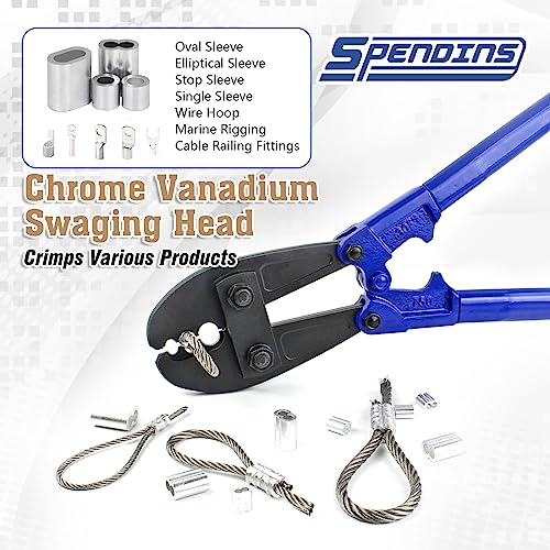 SPENDINS 30 Inch Hand Swaging Tool, Wire Rope Crimping Tool for 5/32",1/4",5/16" Wires, Heavy Duty Swager Crimper w/Ergonomic Handle Design, Fishing Tool for Copper Aluminum Oval Sleeves - Thumbnail 2