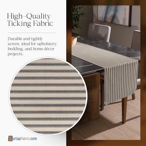 Premium Black Striped Ticking Fabric – 54" Wide 100% Cotton Upholstery Material for Quilting, DIY Crafts, and Home Décor – Made in the USA 3 Premium Black Striped Ticking Fabric – 54" Wide 100% Cotton Upholstery Material for Quilting, DIY Crafts, and Home Décor – Made in the USA - Image 2