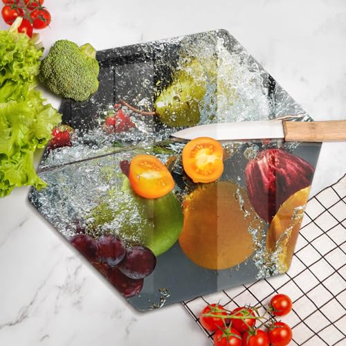 Protection plaque induction Wallfluent 40cm avec planche à découper hectagonale fruits - 5