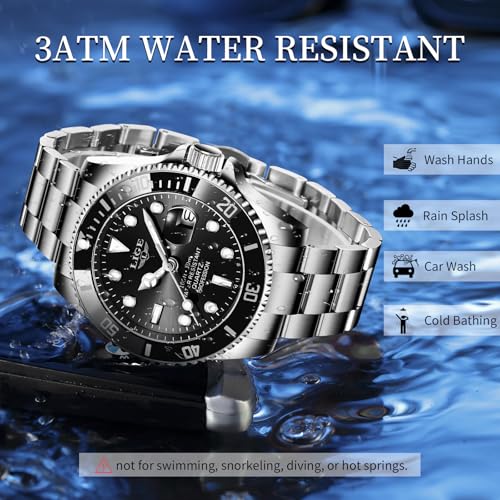 Image of LIGE Fashion Watches for Men Stainless Steel Business Dress Watch Waterproof Analog Quartz Watch with Luminous Date Display Manl Wrist Watch