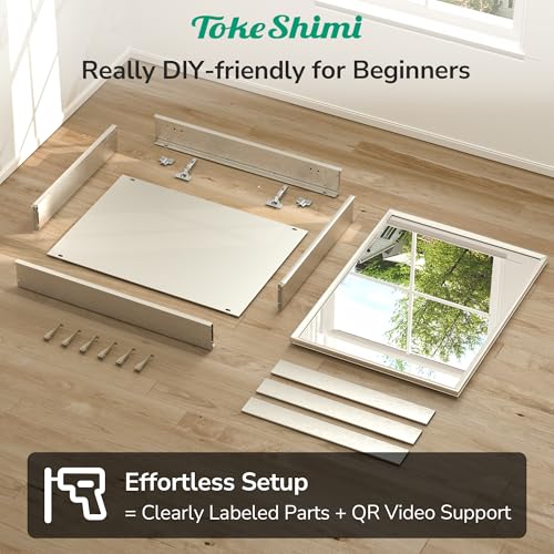 TokeShimi 36 x 24 Inch Brushed Nickel Medicine Cabinet with Mirror for Bathroom Cabinet Recessed/Surface-Mounted, Stepless Adjustable Shelves, Tempered Glass, Beveled Aluminum Frame by TokeShimi - Image 8