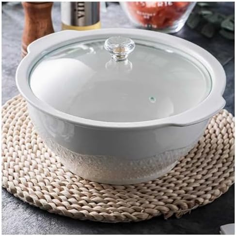 Serving Soup Tureen Set with Lid and Ladle 1800ml Ceramic Bowl for Entertaining and Home Decor Double Handles