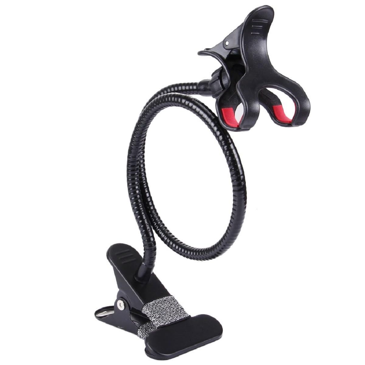 Soporte Brazo Metal Flexible con Pinza para Teléfono y Base con Clip. Multifunción: Escritorio, Cabecero Cama, Coche, Sofá para Vivo Y33T (2022) - Negra