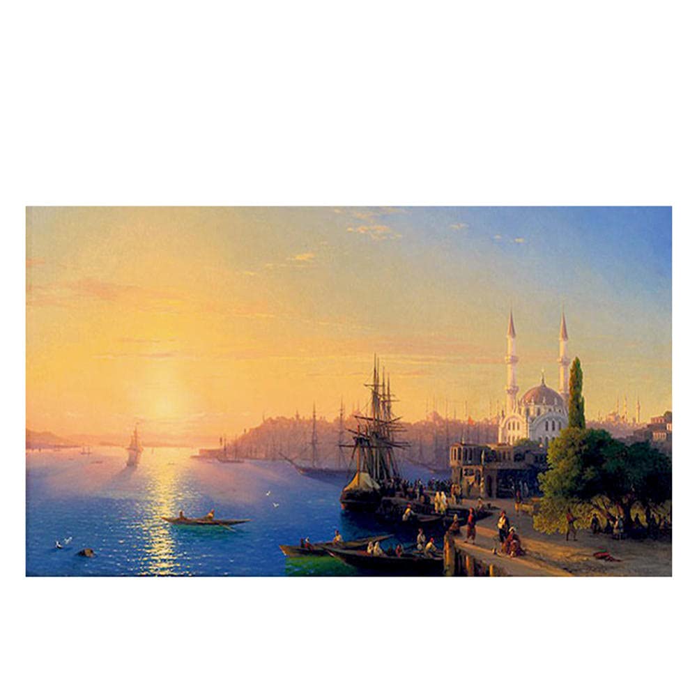 Diamond Painting Ancienne Ville Grecque 5D Square Drill 50x150cm pour Décoration Murale de Salon