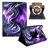 Case for Amazon Kindle Fire HD 8/8 Plus Tablet (12th Generation/10th Gen,2024/2022/2020 Release) 8", Slim Hybrid 360 Degree Rotating Stand Cover W/Auto Wake/Sleep-Purple Dragon Galaxy
