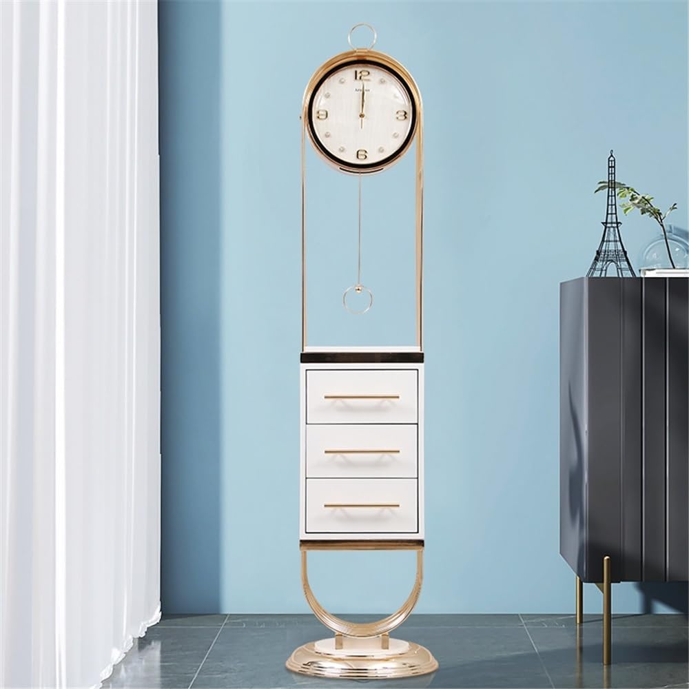Decoración Reloj de Piso con Tres Cajones Moderno Americano Mudo Retro | Reloj de pie de pie