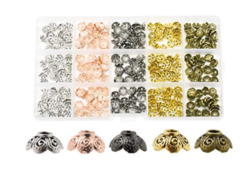 Image of Mandala Crafts Filigree Metal Bead Caps for Jewelry Making, Bulk 375 PCS