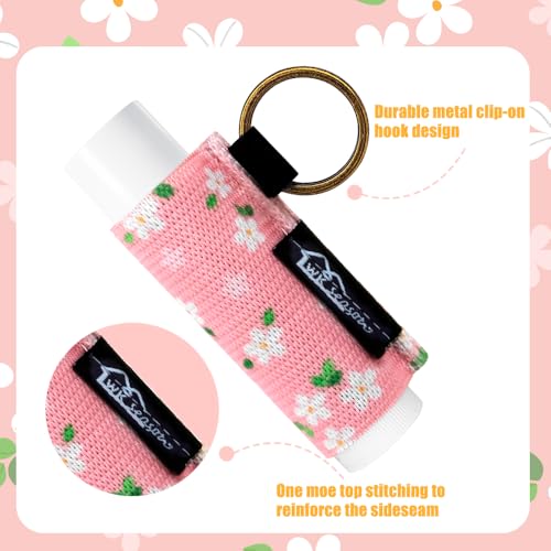 Image of WK IEASON Lip Balm Holder Keychain, Stocking Stuffers For Teen Girls, 3PCS Clip on Lip Gloss Holder Compatible With Chapstick, Burt's Bees Sleeves Holder Key Chains Women Cute Elastic Lipstick Holder
