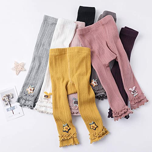 5 Packs Little Baby Girls Knit Footless Tights with Ruffle Cute Cartoon Pattern Ankle Length Leggings for Kids3