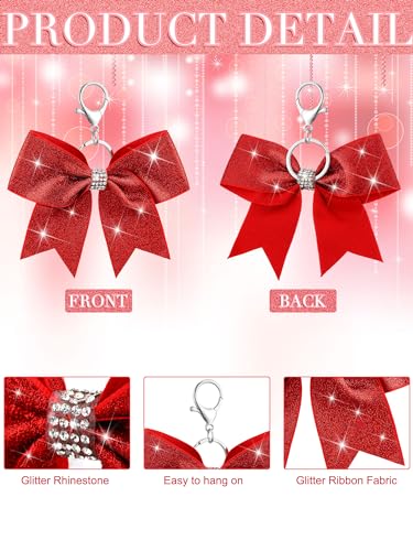 Image of Tondiamo Cheer Bow Keychain Cheer Keychain with Rhinestones Cheerleader Keyrings for Team Gift Cheerleading Sports Accessory