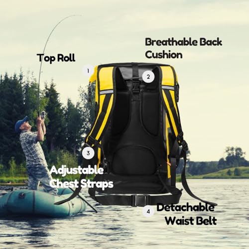Mochila Bolsa Seca Impermeable para Kayak 55L Amarilla miniatura 3