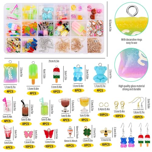 Jodimitty 245 PCS Earring Making Kit 16 Colors Candy Bear Butterfly Charms - Image 4